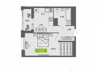 Продаю 1-комнатную квартиру, 36.3 м2, Архангельск, Октябрьский округ