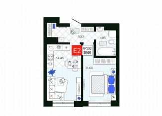 Продам 1-ком. квартиру, 35.7 м2, Тула