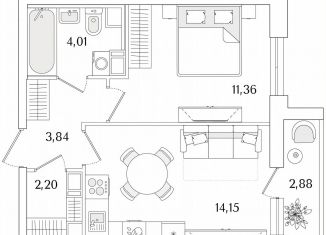 Продаю 1-комнатную квартиру, 37 м2, Санкт-Петербург, метро Проспект Ветеранов