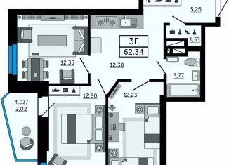 3-ком. квартира на продажу, 62.3 м2, Ростов-на-Дону