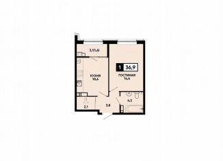 1-комнатная квартира на продажу, 36.9 м2, Кисловодск