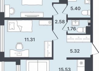 2-комнатная квартира на продажу, 55 м2, Тюмень, улица Алексея Сергиенко, 1