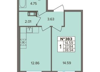 Продам однокомнатную квартиру, 34.2 м2, деревня Новое Девяткино, Лесная улица, 19