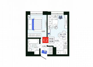 Продаю 1-ком. квартиру, 32.6 м2, Тула