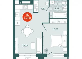 Продам однокомнатную квартиру, 45 м2, Тюмень, Одесская улица, 7к1