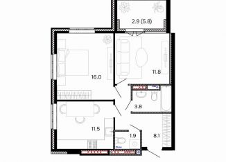 2-ком. квартира на продажу, 58.9 м2, Иваново