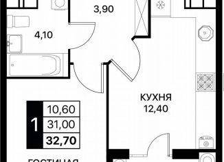 Продажа однокомнатной квартиры, 32.7 м2, Ростов-на-Дону