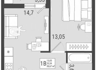 Продаю однокомнатную квартиру, 37.1 м2, Тольятти