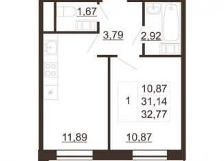 Продаю 1-ком. квартиру, 32.8 м2, Санкт-Петербург, муниципальный округ Пулковский Меридиан