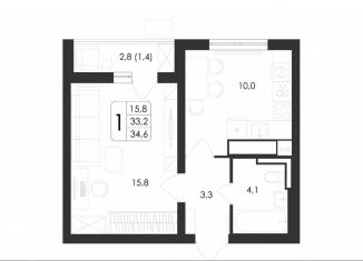 Продаю 1-ком. квартиру, 34.6 м2, Воронеж, улица Загоровского, 5/3