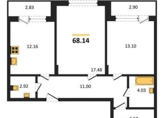2-ком. квартира на продажу, 68.1 м2, Воронеж, Ленинский проспект, 108А