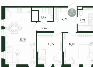 Продаю 2-комнатную квартиру, 64.3 м2, Тула