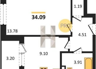 1-ком. квартира на продажу, 34.1 м2, Воронеж, Острогожская улица, 156/3
