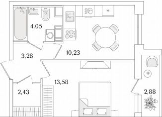 Продается 1-ком. квартира, 35 м2, Санкт-Петербург, метро Проспект Ветеранов