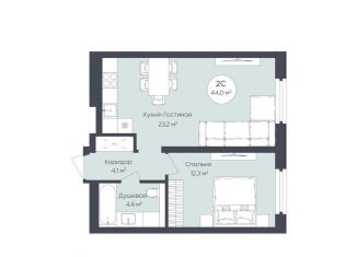 1-ком. квартира на продажу, 43.6 м2, Республика Башкортостан
