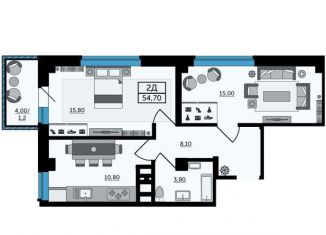 Продам двухкомнатную квартиру, 55.6 м2, Ростов-на-Дону, Раздорская улица, 2Ас2