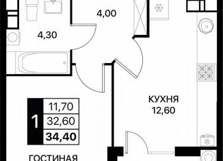 Продается однокомнатная квартира, 34.4 м2, Ростов-на-Дону
