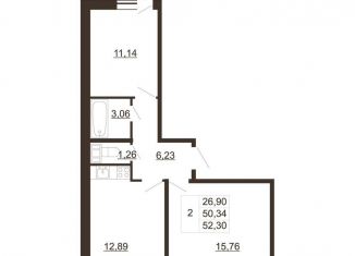 Продам 2-комнатную квартиру, 52.3 м2, Санкт-Петербург, Московский район