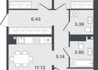 Трехкомнатная квартира на продажу, 75.4 м2, Тюмень, улица Алексея Сергиенко, 1