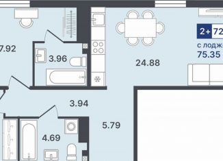 Продаю двухкомнатную квартиру, 72.5 м2, Тюмень, улица Алексея Сергиенко, 1