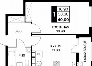 Продажа 1-ком. квартиры, 40 м2, Ростов-на-Дону