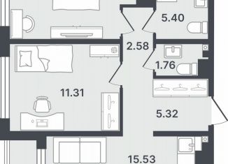 2-ком. квартира на продажу, 55 м2, Тюмень, улица Алексея Сергиенко, 1