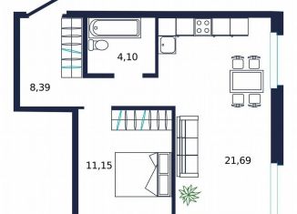 Продаю однокомнатную квартиру, 44.7 м2, Тюмень, улица Мелиораторов, 6А