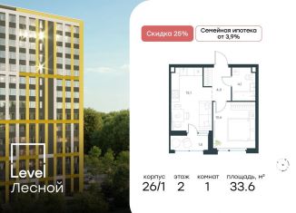 Продаю однокомнатную квартиру, 33.6 м2, Московская область
