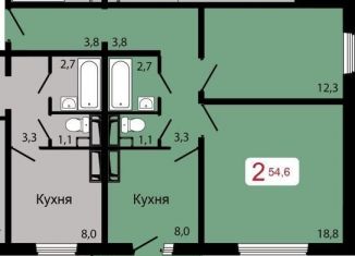 Продается 2-комнатная квартира, 54.6 м2, Красноярский край