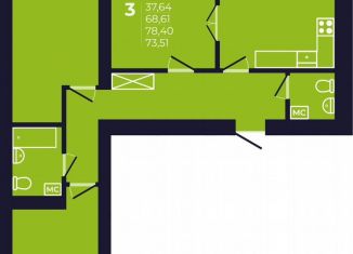 Продаю 3-комнатную квартиру, 72.9 м2, Республика Башкортостан