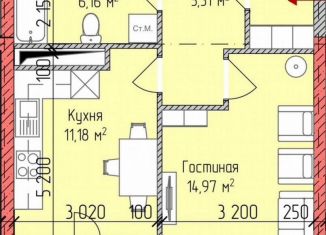 Продаю 1-комнатную квартиру, 44.1 м2, Грозный, улица Ризвана Исаевича Гайдабаева, 37