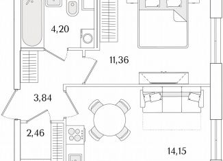 Продажа 1-ком. квартиры, 36 м2, Санкт-Петербург, метро Проспект Ветеранов