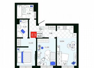 Продаю 2-ком. квартиру, 56.9 м2, Тула