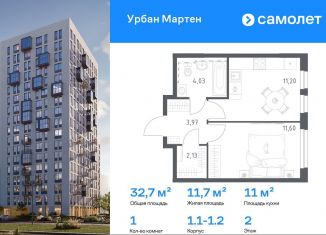 Продаю 1-комнатную квартиру, 32.7 м2, Республика Башкортостан, улица Рашита Манурова