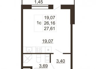 Продам квартиру студию, 27.6 м2, Санкт-Петербург, Московский район