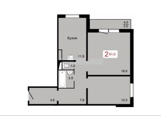 Продается 2-комнатная квартира, 61.1 м2, Красноярск, ЖК Курчатова, Лесопарковая улица, 17Д