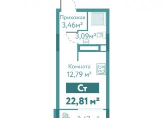 Квартира на продажу студия, 22.8 м2, Тюмень, улица Павла Никольского, 10к1блок2, ЖК Акватория