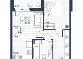 1-комнатная квартира на продажу, 40 м2, Коммунар, ЖК Ново-Антропшино