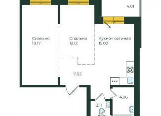 Трехкомнатная квартира на продажу, 63.4 м2, Иркутск, улица Пискунова, 138, ЖК Семья