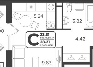 Продам квартиру студию, 23.1 м2, Тюменская область, Холодильная улица