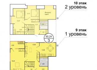 Трехкомнатная квартира на продажу, 90 м2, посёлок Горячеводский