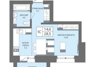 1-комнатная квартира на продажу, 28.5 м2, поселок Ложок, ЖК Да Винчи
