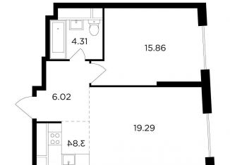 2-комнатная квартира на продажу, 49 м2, Москва, 2-й переулок Петра Алексеева, 5, станция Рабочий Посёлок