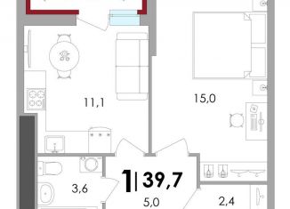 Продается однокомнатная квартира, 39.7 м2, Тверь, ЖК Южный