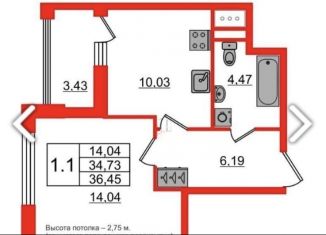 1-ком. квартира на продажу, 36.4 м2, Санкт-Петербург, ЖК Автограф в центре, Тосина улица, 6