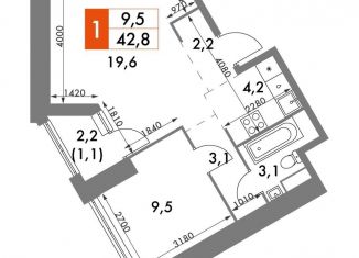Продажа 1-комнатной квартиры, 42.8 м2, Москва, улица Академика Волгина, 2с3, ЖК Архитектор