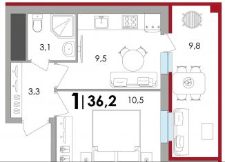 Продажа 1-комнатной квартиры, 37.4 м2, Тверская область