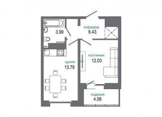 Продам 1-комнатную квартиру, 40.6 м2, Иркутск, жилой комплекс Авиатор, с19