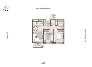 Продается 2-ком. квартира, 55.5 м2, Набережные Челны