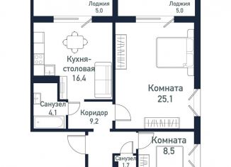 Продам двухкомнатную квартиру, 65.3 м2, Челябинская область, улица имени Ефрейтора Потехина, 4